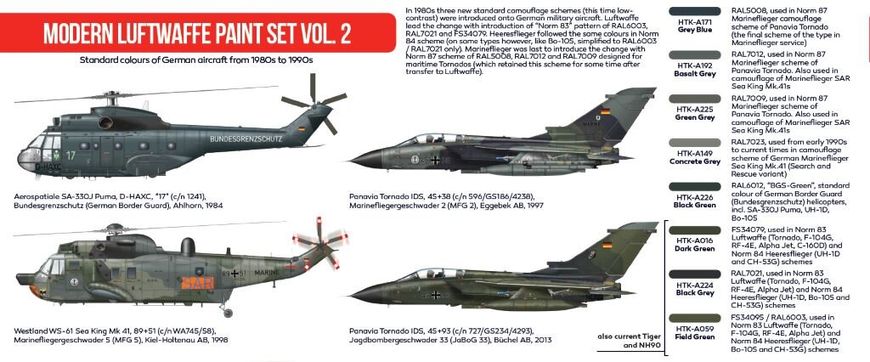 Набор красок Modern Luftwaffe №2 1980-90, 8 шт (Red Line) Hataka AS-55