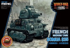 Танк Somua S35, сборка без клея, Meng World War Toons WWT-009