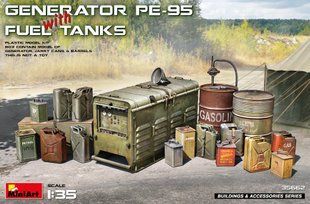 1/35 Генератор PE-95 с топливными бочками и канистрами (MiniArt 35662), сборные пластиковые