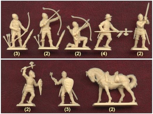 Английские рыцари и лучники 1/72 English Knights and Archers, 100 Years War (Italeri 6027) 26 фигур