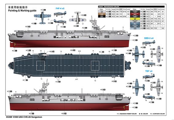 1/350 USS CVE-26 Sangamon американский эскортный авианосец (Trumpeter 05369), сборная модель