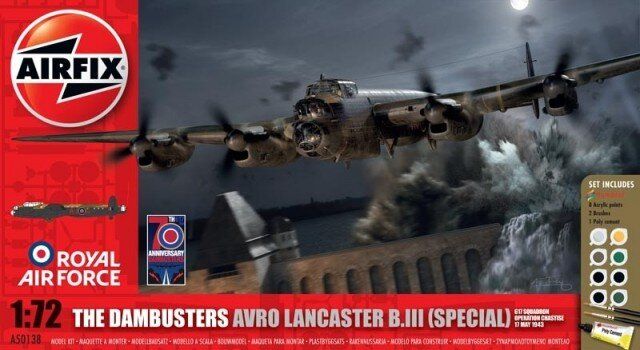 Airfix 50138 The Dambusters: Avro Lancaster B.III (Special) 617 Squadron Operation Chastise 17 May 1943 1/72 + клей + краска + кисточка