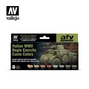 Набір фарб під аерограф "Бронетехніка Італії: Italian WWII Regio Esercito Camo Colors", 8 фарб по 18 мл, акрилові (Vallejo Model Air 71645 Paint Set)