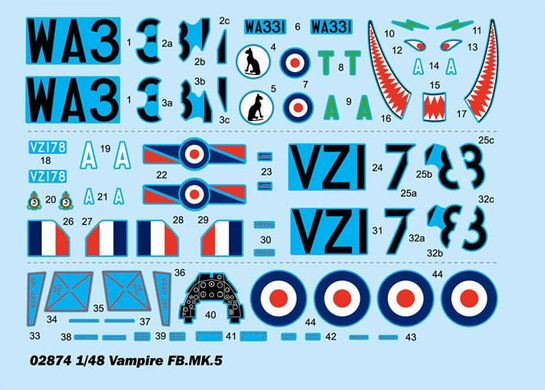 1/48 Vampire FB.MK.5 британский истребитель (Trumpeter 02874), сборная модель