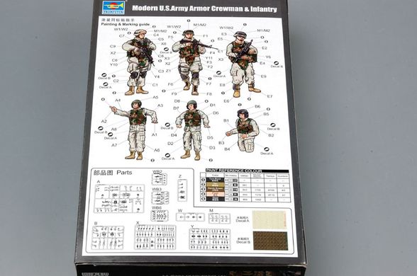 1/35 Modern US Army Armor Crewman and Infantry, 6 фигур + декали с камуфляжом (Trumpeter 00424), сборные пластиковые