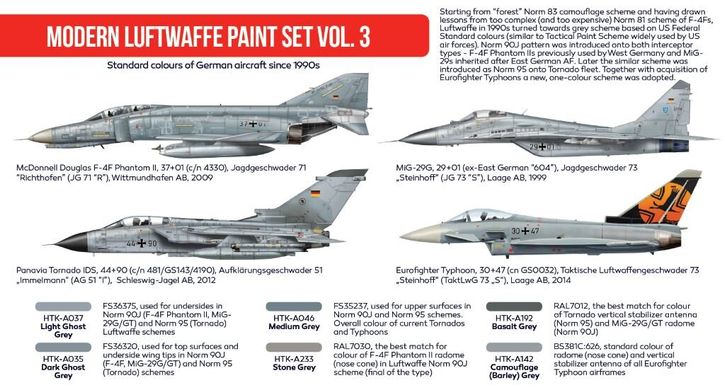 Набор красок Modern Luftwaffe №3 1990-наши дни, 6 шт (Red Line) Hataka AS-61