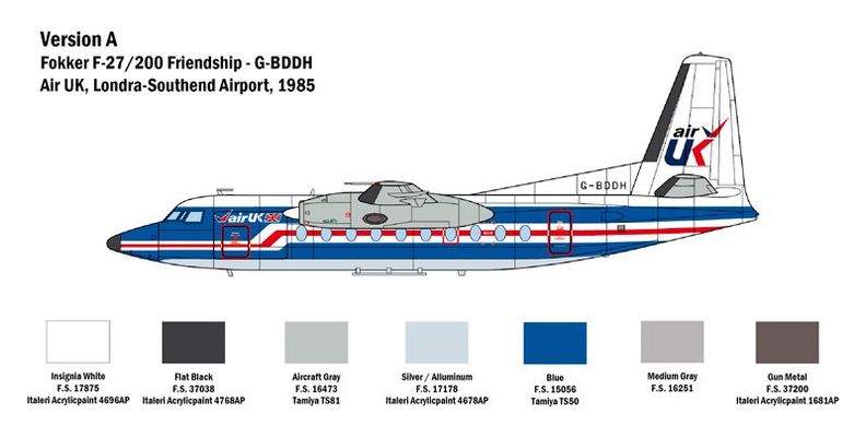 1/72 Fokker F27 Friendship пассажирский самолет (Italeri 1430) сборная модель
