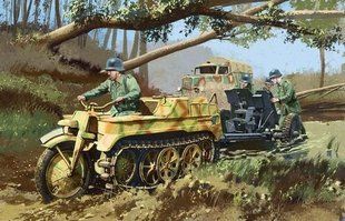Sd.Kfz.2 Kettenkrad поздняя модификация + 3.7-см пушка PaK 36 + фигурки 1:35