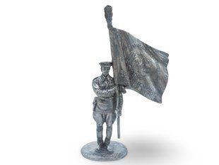 54мм Старший сержант прикордонних військ з прапором, СРСР 1939-43 років, колекційна олов'яна мініатюра
