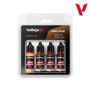 Набір фарб "Відтінки шкіряного: Leather Set", 4 фарби по 18 мл, акрилові (Vallejo 72385 Game Color Paint Set)
