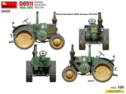 1/24 Трактор Lanz Bulldog D8511 образца 1936 года (Miniart 24005), сборная модель