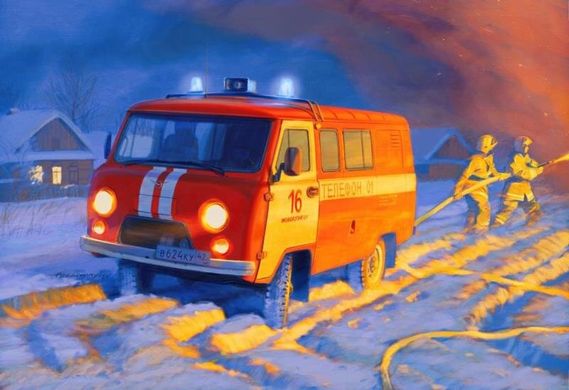 1/43 Автомобиль УАЗ-3909 пожарной службы, сборная масштабная модель