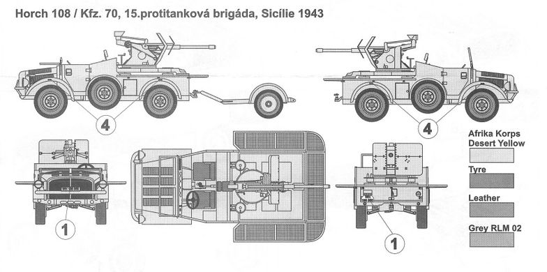 1/72 Автомобиль Horch 108 Kfz.70 с зенитной пушкой 20mm Flak 30 (MAC Distribution 72057), сборная модель