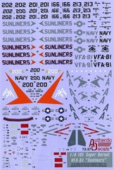 1/72 Декаль для самолета F/A-18E Super Hornet "VFA-81 Sunliners" (Authentic Decals 7237)