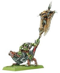 DragonRune Miniatures - Goblin Standard Bearer on Wolf - DRGNRN-DR-401