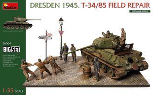 1/35 Диорама "Дрезден 1945. Обслуживание&nbsp;Т-34/85" с танком, фигурами и аксессуарами (MiniArt 36064), сборная пластиковая