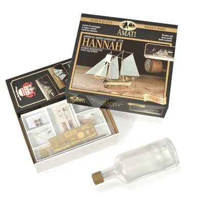 1/300 Американская шхуна Hannah, серия "Корабль в бутылке" (Amati Modellismo 1355), сборная деревянная модель
