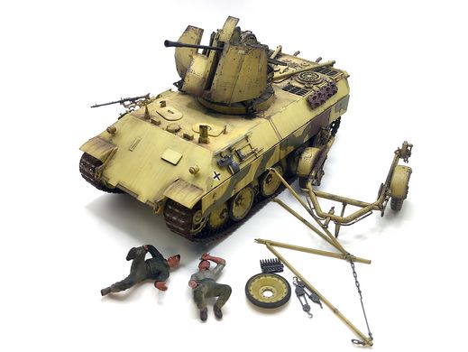 1/35 Модель 2-в-1: ЗСУ Flakpanther з фігурами або БРЕМ Bergepanther + Flak-38 з причепом, готові моделі авторської роботи