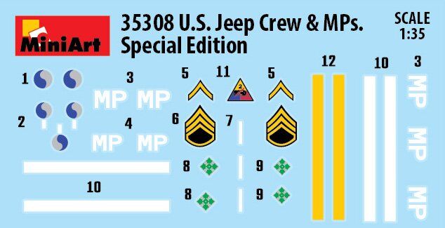 1/35 Экипаж джипа и военная полиция США, 5 фигур, серия Special Edition с вооружением и аксессуарами (Miniart 35308)