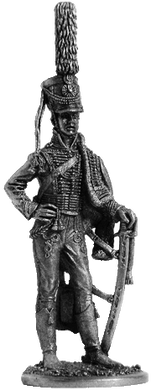 54 мм Обер-офицер гусарского полка. Россия, 1809-11 гг., оловянная миниатюра (EK Castings R25)