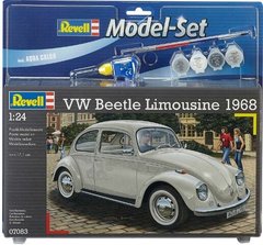 1/24 Автомобиль VW Beetle Limousine 1968, серия Model Set с красками и клеем (Revell 67083), сборная модель