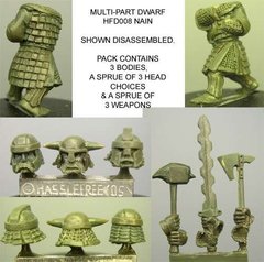 HassleFree Miniatures - Nain, multi-part dwarf contains enough parts for3 figures - HF-HFD008