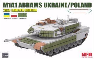 1/35 Танк M1A1 Abrams украинской/польской армии с динамической защитой Контакт-1 (Rye Field Model RM5106), сборная модель