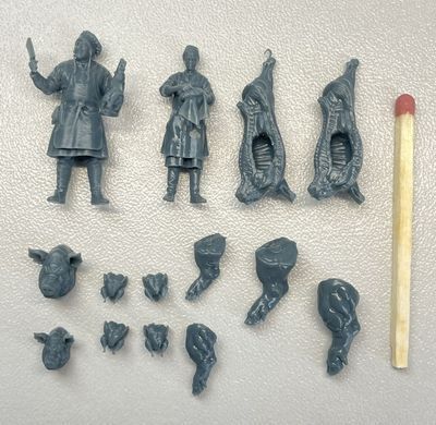 1/72 Середньовічний ринок, 8 фігур з аксесуарами&nbsp;(Archibald Miniatures Medieval Market), смоляні