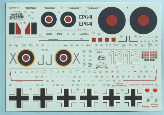 1/48 Самолеты Spitfire Mk.Vb и Messerschmitt Bf-109E, серия Dogfight Doubles с красками и клеэм (Airfix A50160), сборные модели