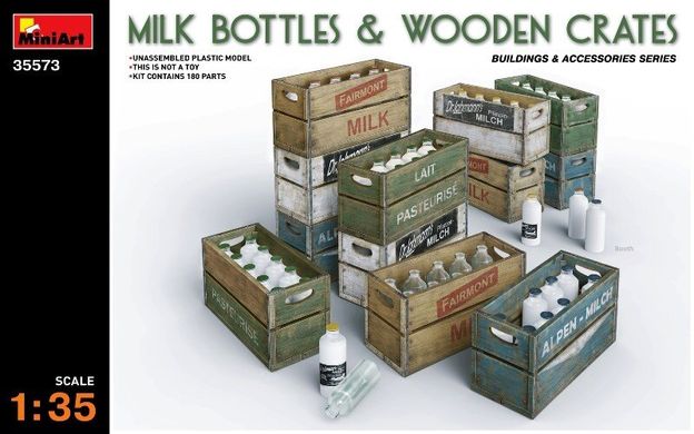 1/35 Молочные бутылки с ящиками (MiniArt 35573), сборные пластиковые