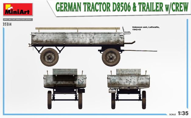 1/35 Трактор D8506 с прицепом и 11 фигурами немцев (Miniart 35314), сборная модель