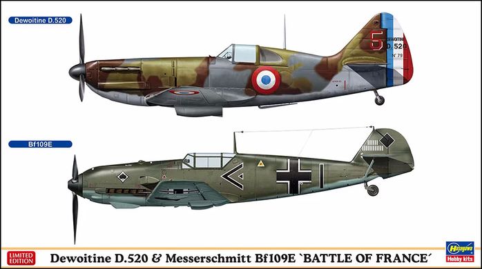 1/72 Комплект моделей: Dewoitine D.520 и Messerschmitt Bf-109E "Battle of France" (Hasegawa 02332), сборные модели