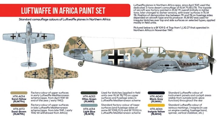 Набор красок Luftwaffe in Africa, 6 штук (Red Line) Hataka AS-06.2