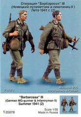 1/35 Операция "Барбаросса" №3, немецкий пулеметчик и пехотинец, лето 1941 год, 2 фигуры (Танк 35078)