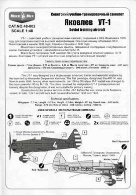 1/48 Яковлев УТ-1 радянський навчально-тренувальний літак (MikroMir 48-002), збірна модель