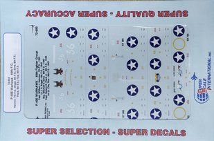 1/72 Декаль для P-40E Warhawk 49 FG: 7 FS Hennon, 9 FS Angel, 8 FS Sims, 8 FS Flack, 9 FS Tice (Super Scale Decals 72-693)