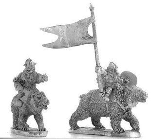 Mirliton Miniatures - Миниатюра 25-28 mm Fantasy - Dwarves with axe on bears Command Group - MRLT-DW025