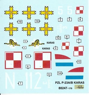 1/72 PZL P-23A/B Karas польский истребитель (Heller 80247), сборная модель