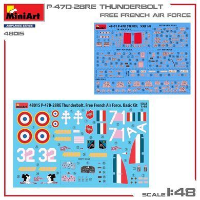 1/48 Винищувач&nbsp;P-47D-28RE Thunderbolt ВПС Вільної Франції, серія Basic Kit (MiniArt 48015), збірна модель