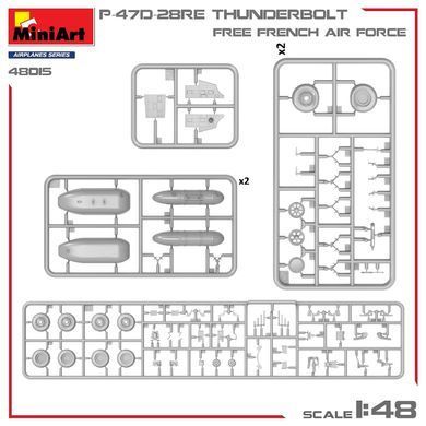 1/48 Винищувач&nbsp;P-47D-28RE Thunderbolt ВПС Вільної Франції, серія Basic Kit (MiniArt 48015), збірна модель