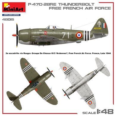 1/48 Винищувач&nbsp;P-47D-28RE Thunderbolt ВПС Вільної Франції, серія Basic Kit (MiniArt 48015), збірна модель