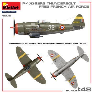 1/48 Винищувач&nbsp;P-47D-28RE Thunderbolt ВПС Вільної Франції, серія Basic Kit (MiniArt 48015), збірна модель