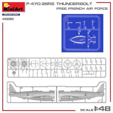 1/48 Винищувач&nbsp;P-47D-28RE Thunderbolt ВПС Вільної Франції, серія Basic Kit (MiniArt 48015), збірна модель
