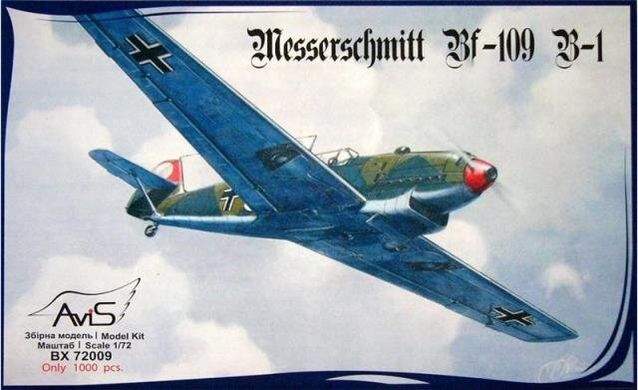 1/72 Messerschmitt Bf-109B-1 германский истребитель (Avis 72009) сборная модель