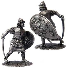 54 мм Византийский пехотинец, 13 век, оловянная миниатюра (Солдатики Публия PTS-5011)