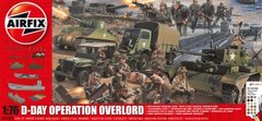 1/76 Діорама "D-Day Operation Overlord" з технікою, фігурами, фортифікаціями, підставкою, фарбами та клеєм (Airfix A50162A), збірна пластикова
