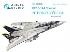 1/72 Об'ємна 3D декаль для F-14A Tomcat, інтер'єр, для моделей GWH (Quinta Studio QD72025)