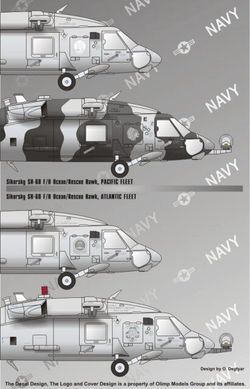 1/48 Декаль для вертолета Sikorsky HH-60H Rescue Hawk, Pacific Fleet (Authentic Decals 4821)