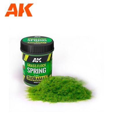 Трава искуственная Grass Flock Spring для макетов и диорам, высота 2 мм, 250 мл (AK Interaktive AK8219)