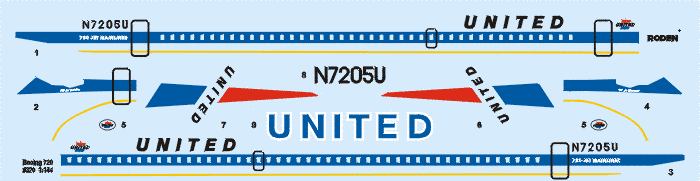 1/144 Boeing 720 "United Airlines" пасажирський авіалайнер (Roden 320) збірна модель